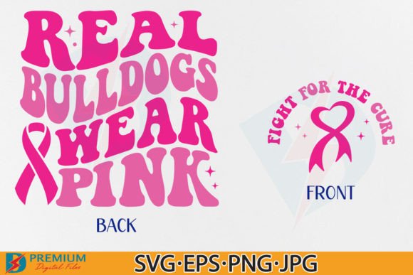 Breast Cancer Awareness Pink SVG Bulldog Graphics for T-Shirt Designs