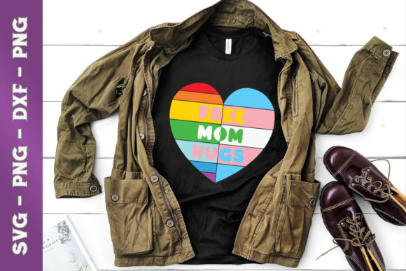 Free Mom Hugs with Rainbow Transgender Graphics for T-Shirt Designs