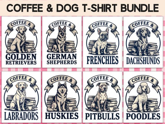 Funny Coffee Dog Bundle: Graphics for T-Shirt Designs