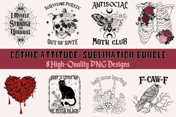 Gothic Attitude Bundle: Graphics for T-Shirt Designs