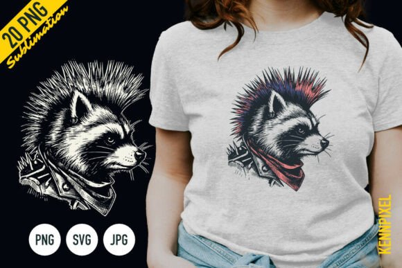 Punk Raccoon Graphics for T-Shirt Designs