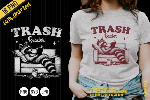 Raccoon Reading Graphics for T-Shirt Designs