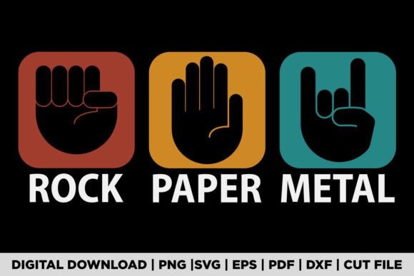 Rock Paper Metal Graphics for Bold T-Shirt Designs